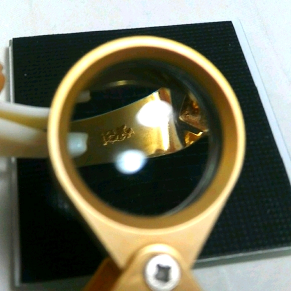 🌟18K Gold Ring Green Stones Princess Cut - Picture 5 of 7